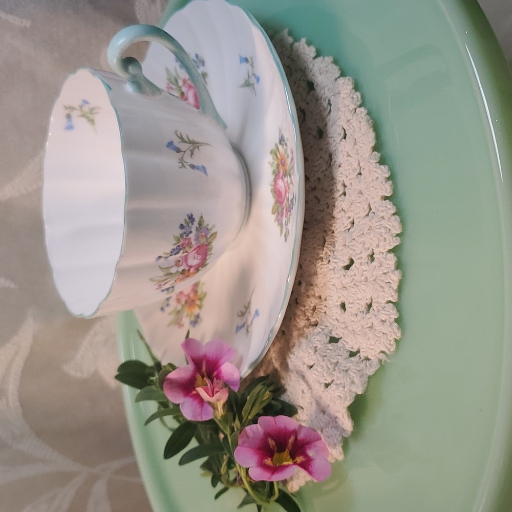 Sweet Shelley Floral LUDLOW shape Teacup/Saucer set